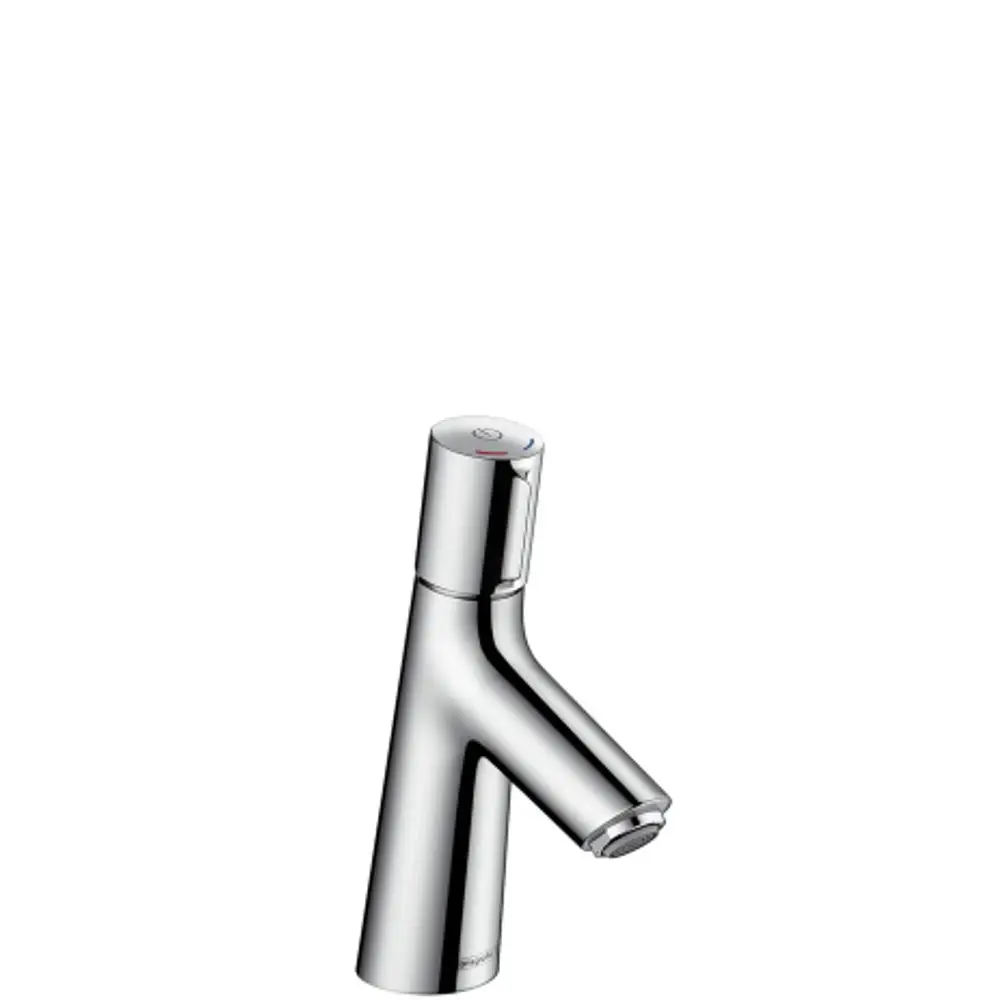 Küchenarmatur in verchromtem Finish von Hansgrohe, mit einem ergonomischen Auslauf und einem Drehknopf zur einfachen Steuerung von Wasserhahn und Temperatur.
